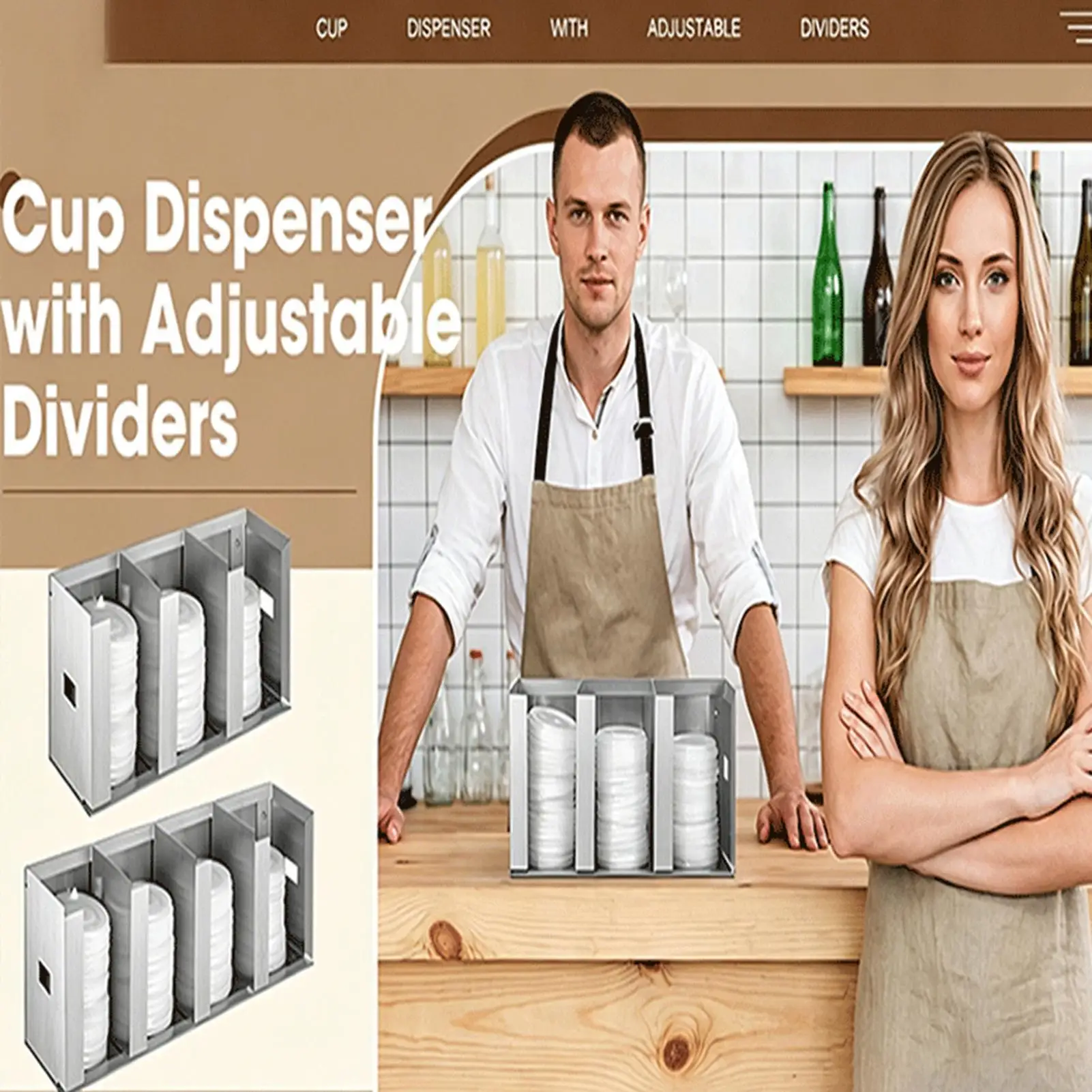 Home Bar And Coffee - ที่จัดเก็บแก้วและฝาปิดพร้อมช่องแบ่งปรับได้ สำหรับจัดระเบียบเคาน์เตอร์บาร์กาแฟ เหมาะสำหรับเจ้าของบ้าน ผู้ปกครอง และโฮมออฟฟิศ