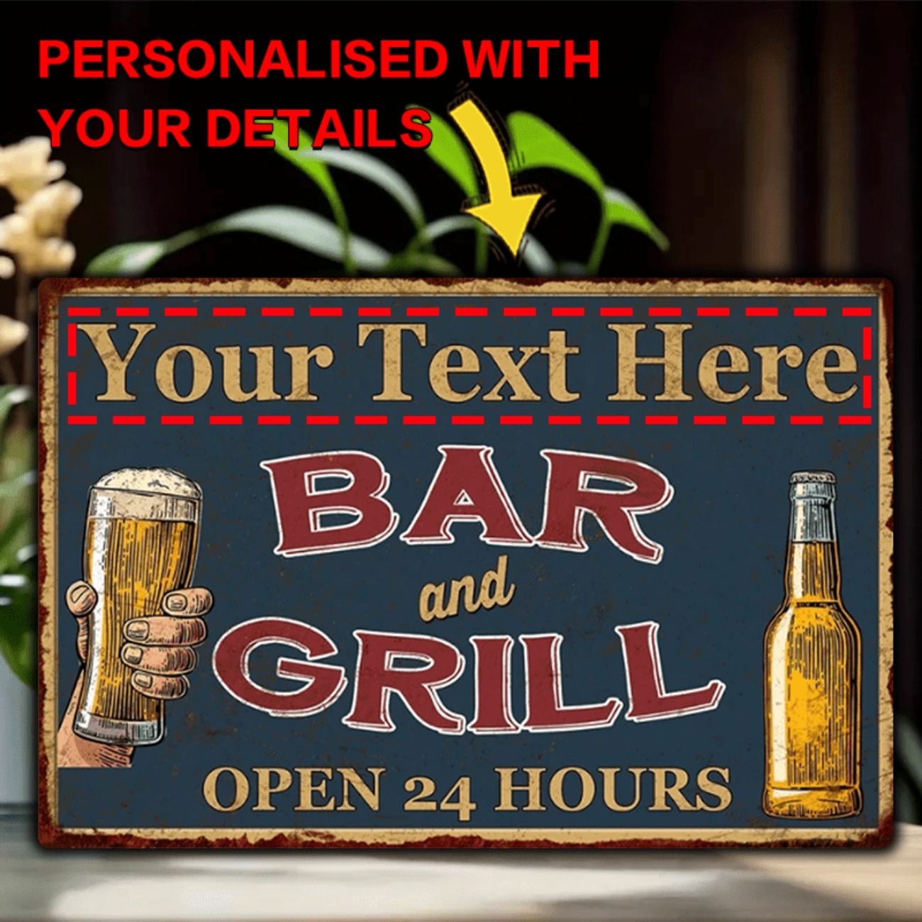 Home Bar Signs - ป้ายโลหะอะลูมิเนียมแบบกำหนดเองได้สำหรับบาร์และร้านอาหาร, ป้ายตกแต่งผนังเบียร์บาร์บีคิวส่วนตัวสำหรับร้านเหล้าครอบครัวและบาร์ในบ้าน สำหรับตกแต่งเท่านั้น