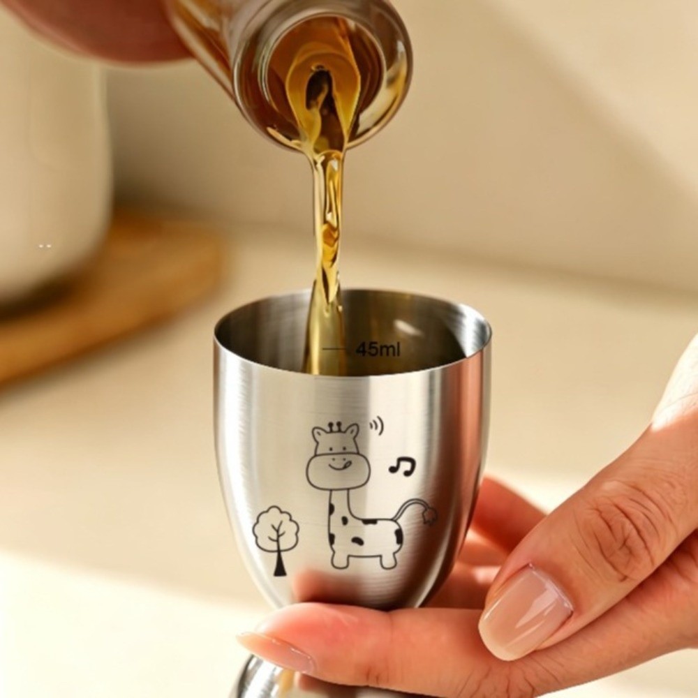 Jigger Double Sided - จิกเกอร์สแตนเลสขนาด 30/60 มล. พร้อมสเกล ถ้วยตวงสองด้าน ลายการ์ตูน