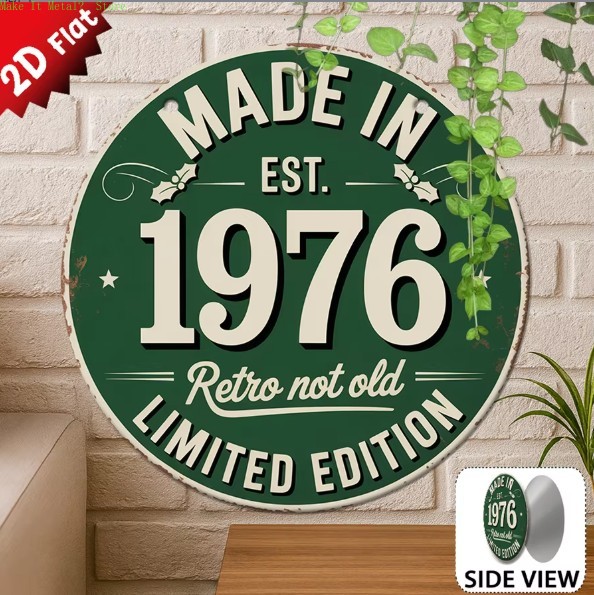 Home Bar Signs - ป้ายโลหะทรงกลมแบน 2 มิติ สไตล์เรโทร ผลิตปี 1976