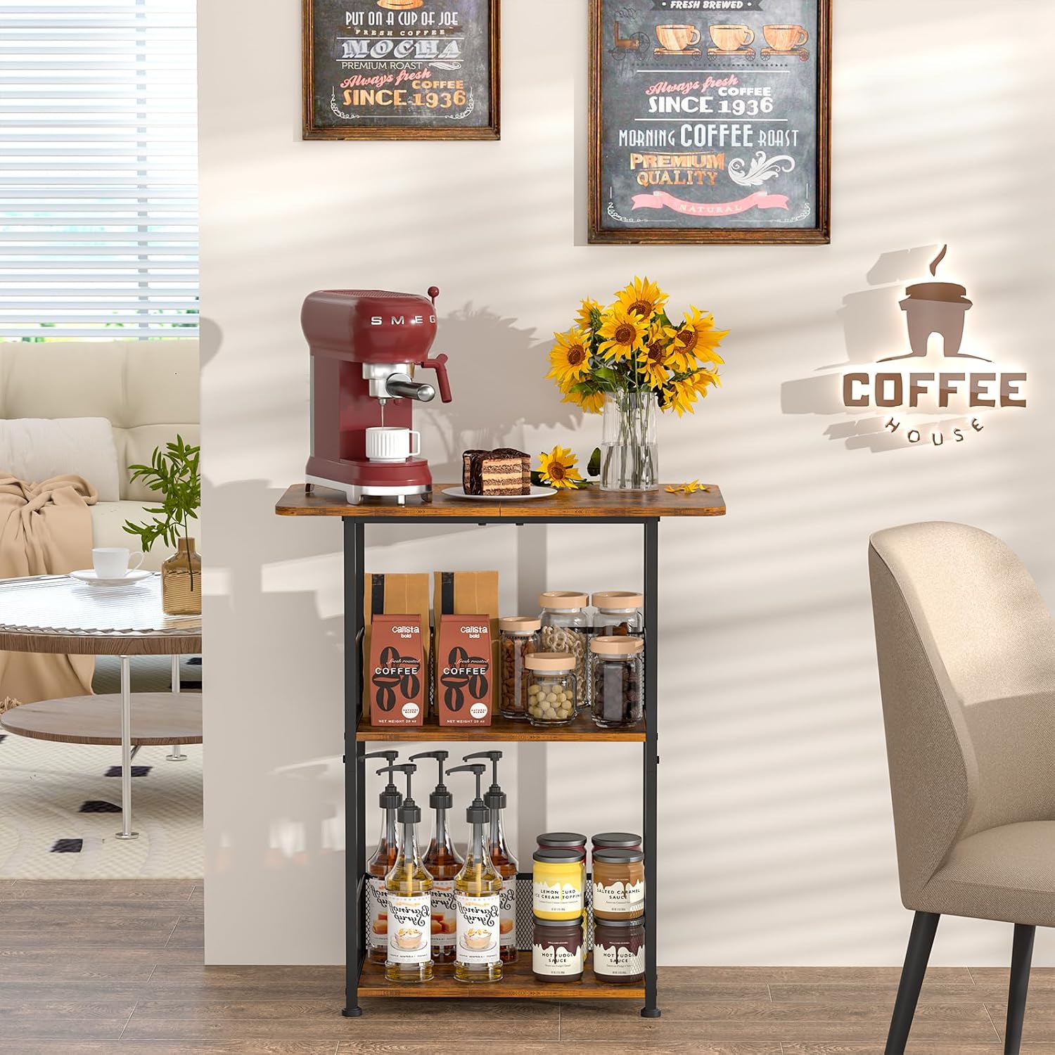 ชั้นวางกาแฟแบบตั้งพื้นขนาดเล็ก - Home Bar Shelves บทวิจารณ์และราคา